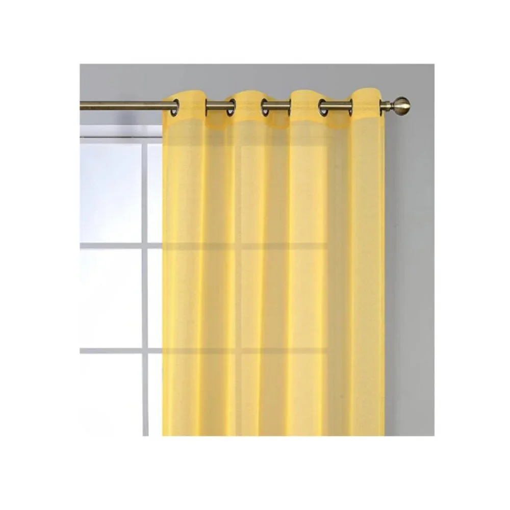 Miuco Yellow Textured Sheer Curtain Set (2 Panels)
